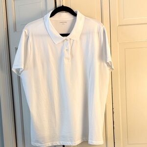Lands' End White Polo Shirt. NWOT.  Cotton pique fabric. 97% cotton 3% spandex.